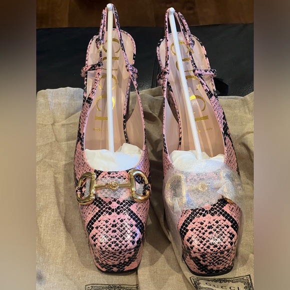 Brand new full set.Gucci python calf print leather,horsebit platform sandals - Picture 2 of 6